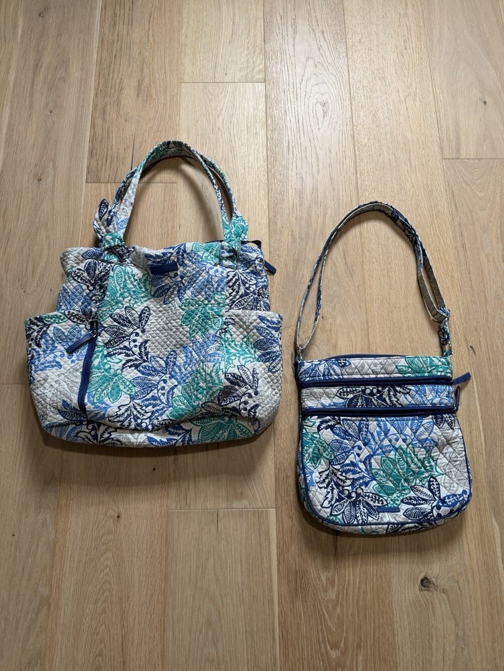 Vera Bradley Hadley Tote & Triple Zip Crossbody Bag Retired Santiago Travel Set